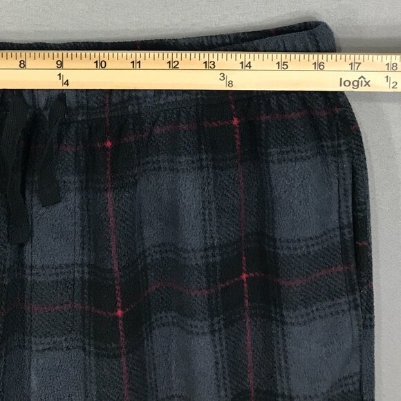 Spyder Pants Men's XL Gray Black Plaid Pull On Pajamas Lounge Fleece Drawstring - Picture 9 of 12